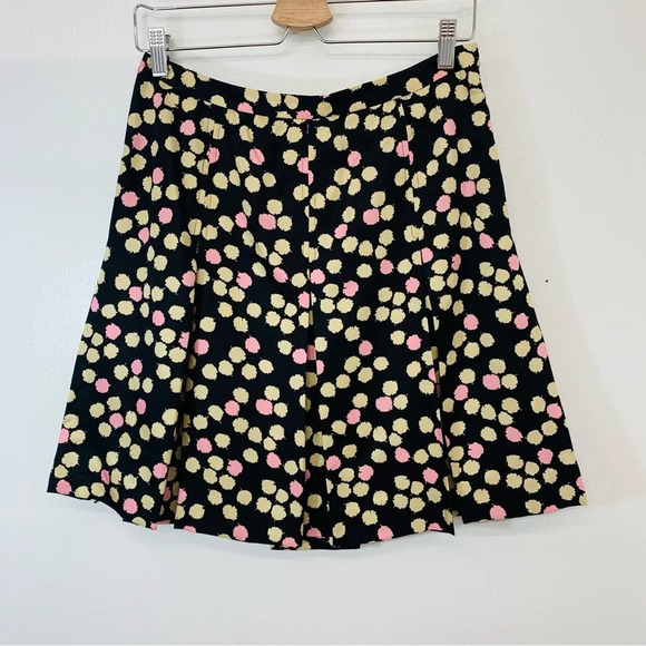 J. Crew Dresses & Skirts - J Crew Silk Skirt Size 6P  Pleat Flare‎ Polka Dot Knee Length  Black Pink Lined